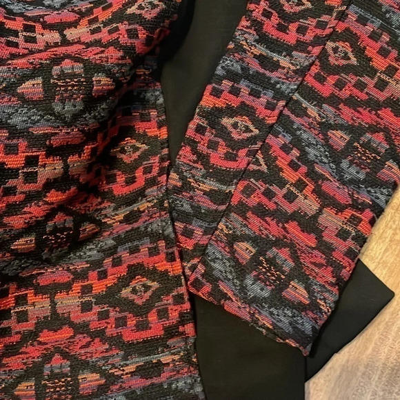 Violet B women’s jacket coat petite large top western Aztec tapestry black zip - Picture 5 of 7